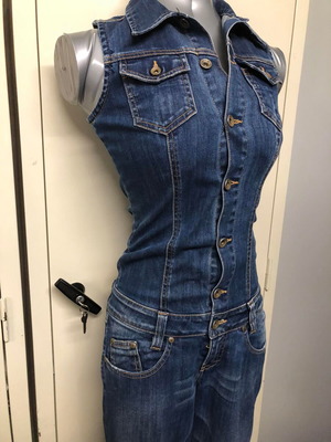 Miss Denim denim jumpsuit like new, size S, blue