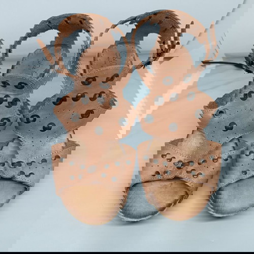 Кожени сандали на висок ток Carlo Pera употребявани, кафяви, номер 38