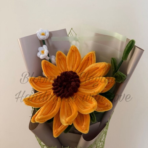 Eternal sunflower bouquet handmade from plush wire