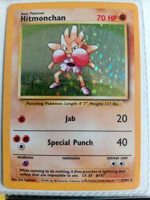 Hitmonchan Base Set Unlimited 1999 Holo Pokemon card