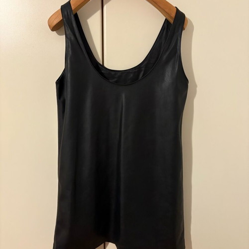 Zara leather dress like new with bead embroidery black size M