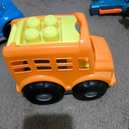 Bus toy with building blocks like new