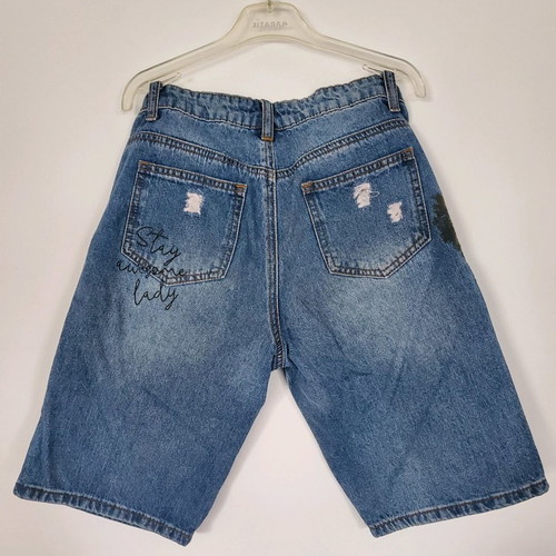 Mek bermuda shorts for 12-year-old girl like new, blue with butterfly embroidery
