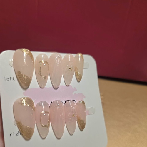 Press on nails handmade double layered acrylic with 3D decoration and pearls