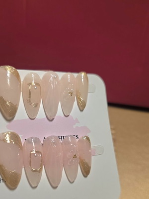 Press on nails handmade double layered acrylic with 3D decoration and pearls