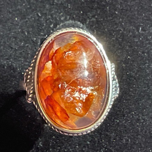 Fire Quartz Silver Ring one size