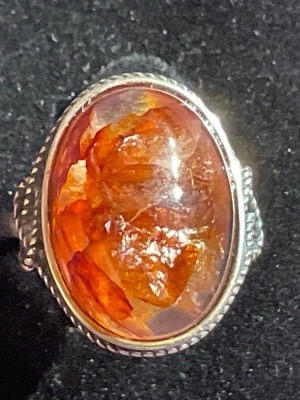 Fire Quartz Silver Ring one size