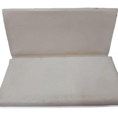 Vintage evening clutch bag used, white plastic, floral ornaments, 80s
