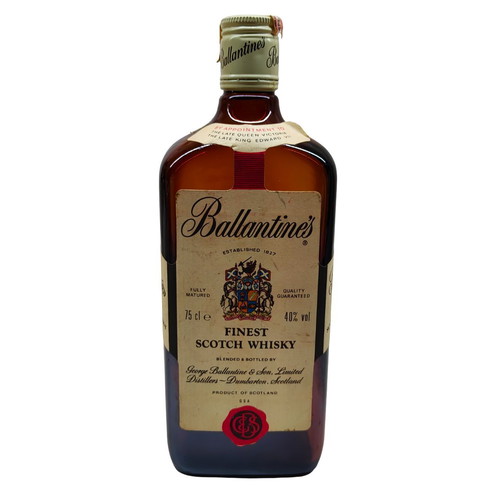 Empty Ballantine's Finest Scotch Whisky bottle 1970s used, vintage