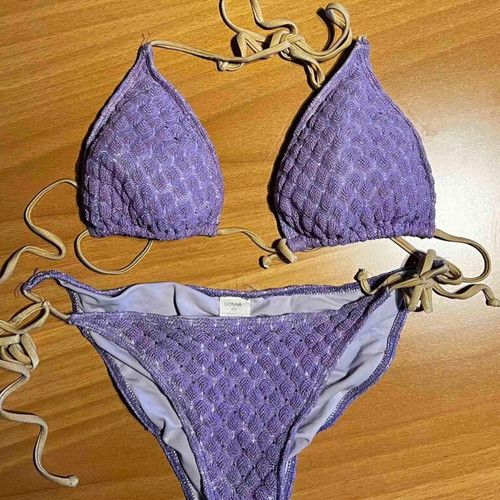Dona Di Mare bikini used, purple lilac with golden threads, size M