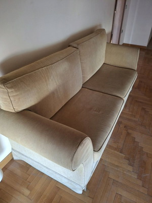 Καναπές τριθέσιος μεταχειρισμένος, 2.00μ x 0.80μ, μπεζ/ώχρα απόχρωση