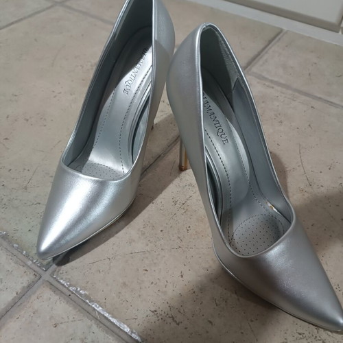 Silver high heel pumps size 38, like new, 12 cm heel