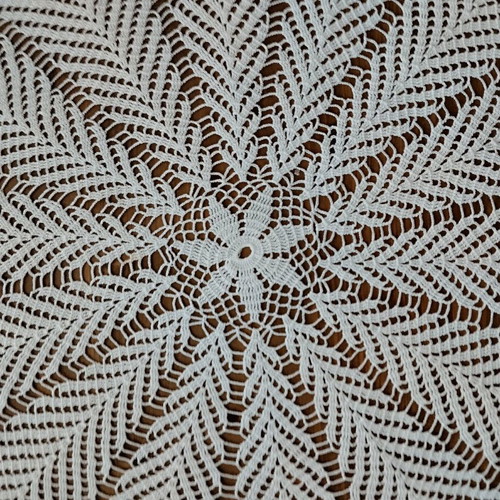 Handmade crocheted round tablecloth like new, white 56x56 cm