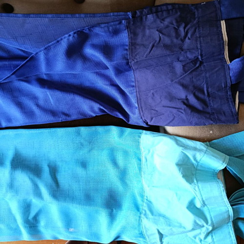 Curtain set with tabs like new, blue and electric blue, 1.35x2.70m each