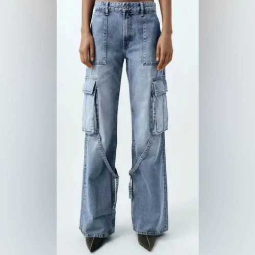 Zara cargo jeans size 32 like new, blue