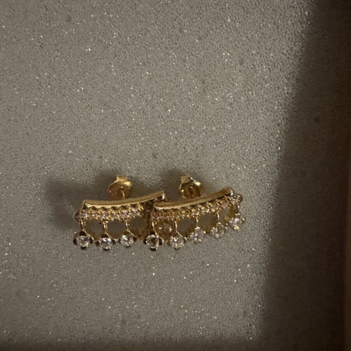 Kritsimis jewelry silver s925 gold-plated earrings with white zircon, new