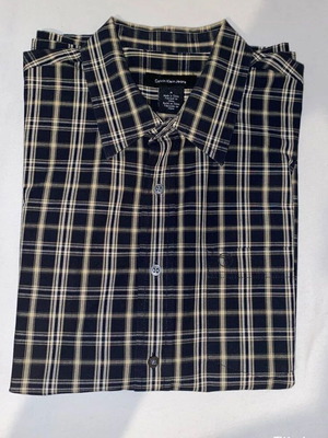 Calvin Klein Jeans ανδρικο πουκαμισο κοντομάνικο αφορετο σχεδον μεγέθους Μ φαρδια γραμμη καλοκαιρινό