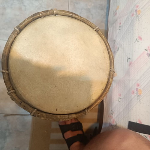 Traditional wooden drum conga handmade used with natural leather skin