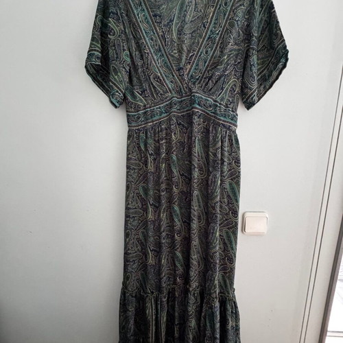 Boho silk dress with paisley pattern