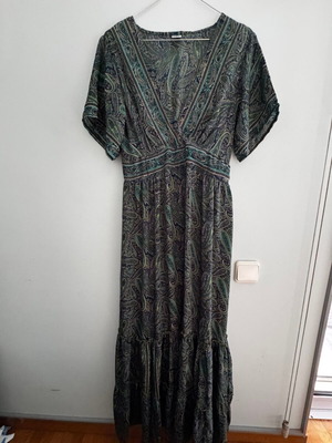 Boho silk dress with paisley pattern