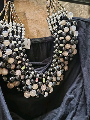 Top with built-in necklace like new, black one size