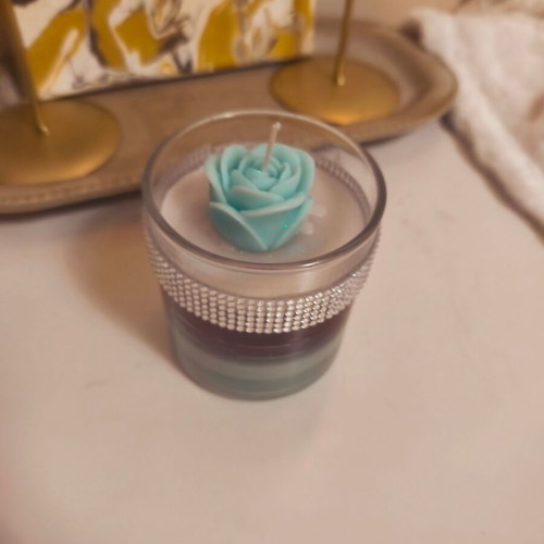 Aromatic handmade candle in glass with rhinestones made to order