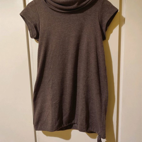 Brown short-sleeve blouse dress Large like new