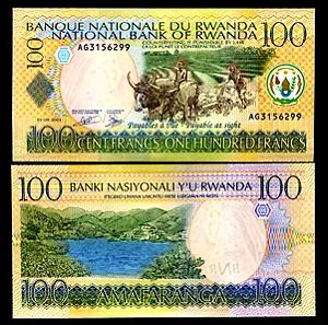 RWANDA 100 FRANCS 1.9.2003 P 29 UNC