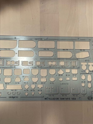Architectural drawing ruler used with sanitary fixtures 1:50 scale