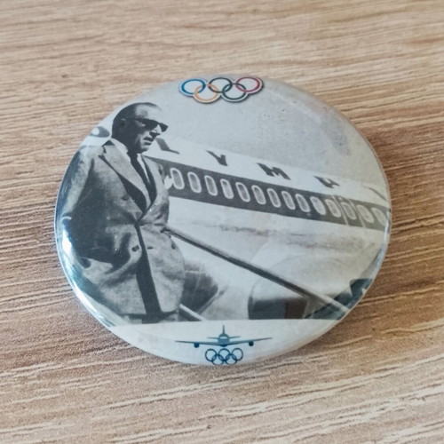 Olympic Airways Pin with Aristotle Onassis and Olympic Rings new