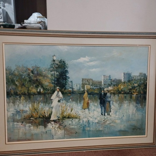 Painting The Walk used on canvas with wooden frame