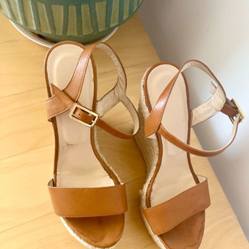KEM espadrille wedge sandals size 38, like new, brown