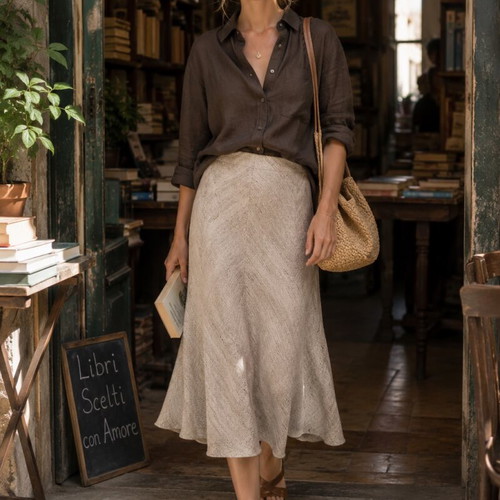 Silk Midi Skirt Zara like new, beige and gray, size L
