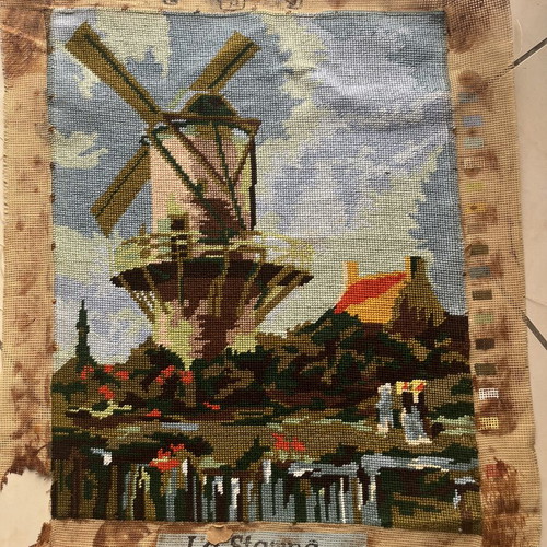 Handmade embroidery textile painting used, 0.47x0.37 m