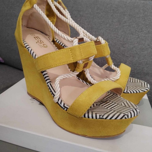 Yellow platform sandals size 40