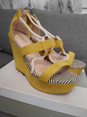 Yellow platform sandals size 40