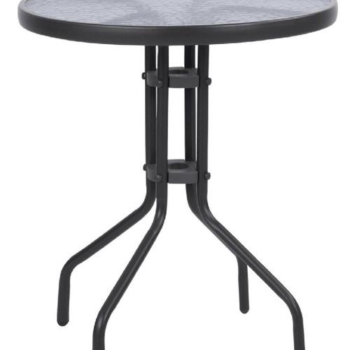 Garden tables set of 5 like new, metal with glass top black 60x60x70cm