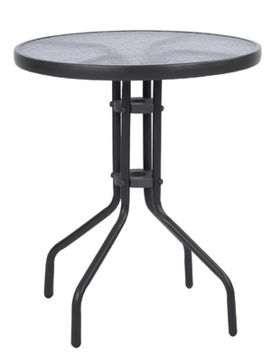 Garden tables set of 5 like new, metal with glass top black 60x60x70cm