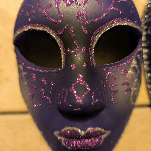 Decorative carnival masks like new, set of 11 with witch hat