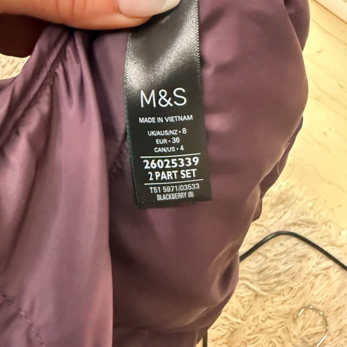 M&S Quilted Puffer Jacket with Hood new, purple