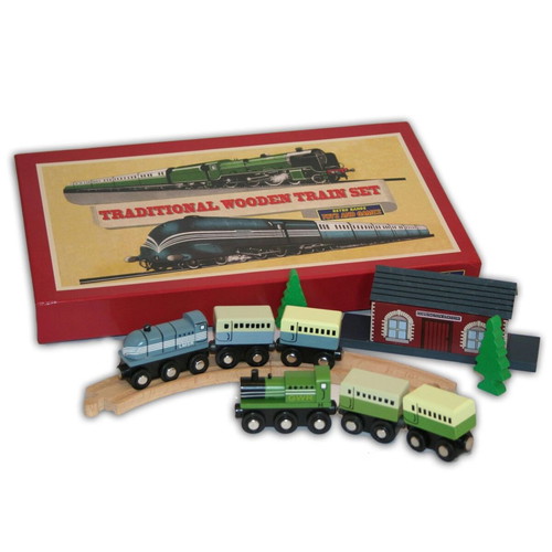 Traditional wooden train set