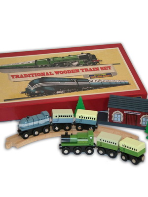 Traditional wooden train set