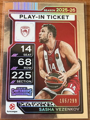 Sasha Vezenkov Play-In Ticket collectible card Euroleague 2025-26 new