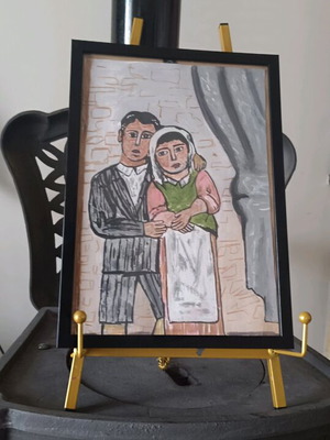 Handmade painting copy of «Neaniko Zevpari» by G. Sikeliotis new