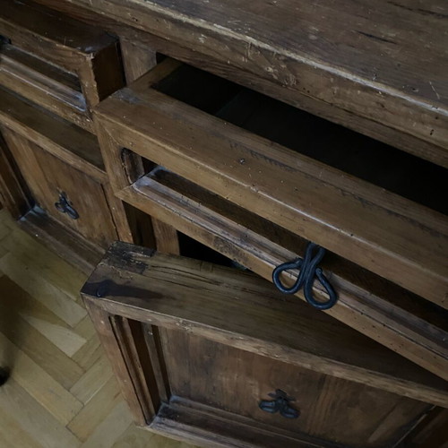 Wooden Mexican style furniture used with metal handles and 3 drawers
