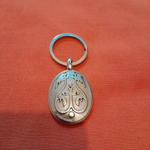 Steel keychain with Panagia, double-sided