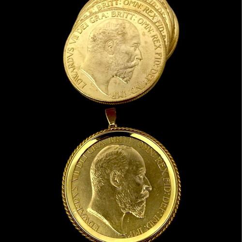 English Edward 1902 five-pound coin new with 22-carat gold plating and 925 silver