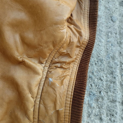 Leather jacket used with wear, size XXL, yellow