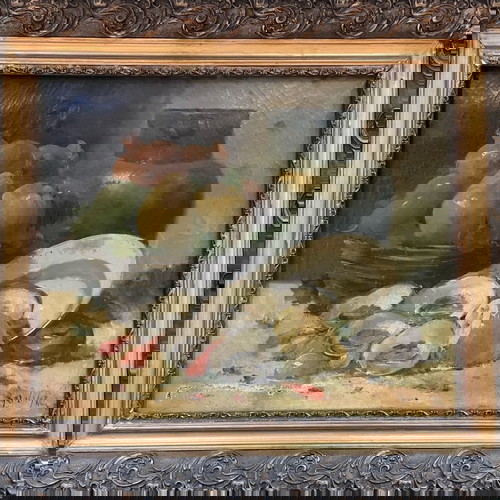 Маслена живопис от 1900 г.!! В златна резбована рамка!!