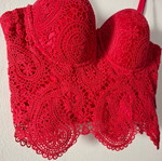 Women's Red Wine corset blouse like new with lace and padding